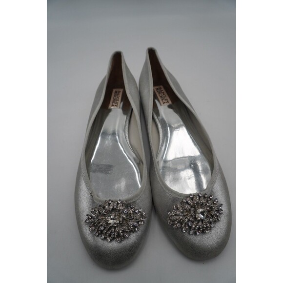 Badgley Mischka Silver Flats with Embellishment - Picture 1 of 10